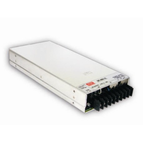 Mean Well SP-480-24 specifications: AC-DC Enclosed power supply Output 24Vdc at 20A  PFC, forced air cooling